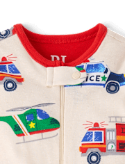 Baby And Toddler Boys Rescue Vehicle Snug Fit Cotton Footed One Piece Pajamas