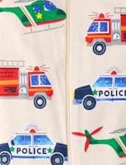 Baby And Toddler Boys Rescue Vehicle Snug Fit Cotton Footed One Piece Pajamas