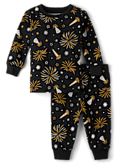 Baby And Toddler Matching Family Glow New Year Cotton Pajamas
