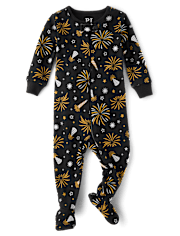 Baby And Toddler Matching Family New Year Snug Fit Cotton Footed One Piece Pajamas