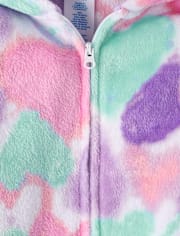 Girls Heart One Piece Pajamas - Cozy Fleece