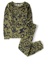Boys Graffiti Velour Pajamas