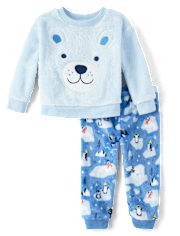 Baby And Toddler Boys Embroidered Polar Bear Pajamas - Cozy Fleece