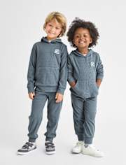 Ensemble 2 pièces en suède côtelé avec patch brodé pour bébé et tout-petit