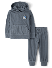 Baby And Toddler Embroidered Patch Sueded Rib 2-Piece Outfit Set