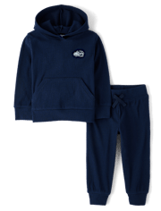 Baby And Toddler Embroidered Patch Sueded Rib 2-Piece Outfit Set