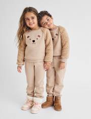 Baby And Toddler Boys Embroidered Bear Premium Fleece 2-Piece Outfit Set