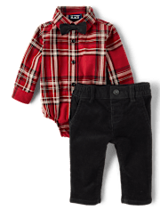 Baby Boys Matching Family Plaid 2-Piece Outfit Set