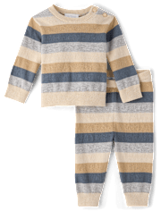 Ensemble de vêtements de jeu 2 pièces pour bébé garçon avec pull rayé