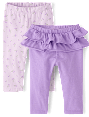Baby Girls Floral Ruffle Leggings 2-Pack
