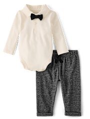 Baby Boys Polo Bodysuit 2-Piece Outfit Set