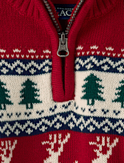 Pull à fermeture éclair quart de tour motif renne pour bébé et tout-petit garçon