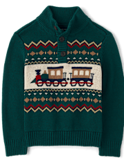 Pull à col montant en jacquard pour bébé et tout-petit garçon