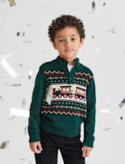 Pull à col montant en jacquard pour bébé et tout-petit garçon
