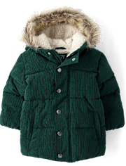 Baby And Toddler Embroidered Tree Corduroy Puffer Jacket