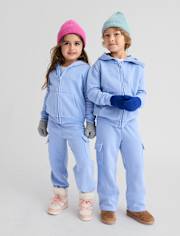 Baby And Toddler Garment Dyed Premium Fleece Cargo Lounge Pants