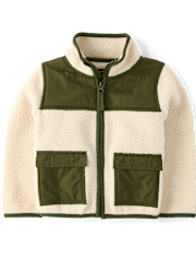 Baby And Toddler Contrast Sherpa Utility Zip Up Jacket