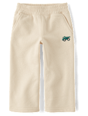 Baby And Toddler Boys Embroidered Premium Fleece Wide Leg Sweatpants
