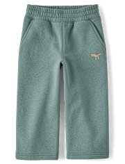 Baby And Toddler Boys Embroidered Premium Fleece Wide Leg Sweatpants