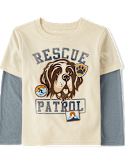 Baby And Toddler Boys Puff Print Graphic Layered Top