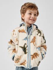Baby And Toddler Boys Dino Sherpa Zip Up Jacket