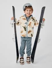Baby And Toddler Boys Dino Sherpa Zip Up Jacket