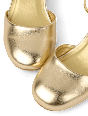 Girls Metallic Glitter Block Heels