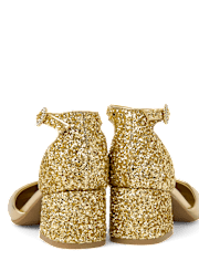 Girls Metallic Glitter Block Heels