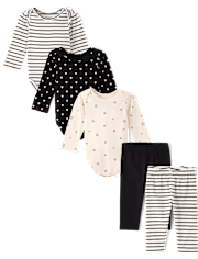 Baby Girls Striped 5-Piece Playwear Set