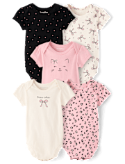 Baby Girls Leopard Bodysuit 5-Pack