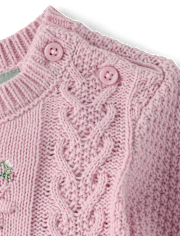 Baby Girls Embroidered Floral Cable Knit Sweater 2-Piece Playwear Ser