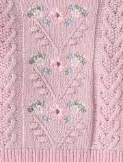 Baby Girls Embroidered Floral Cable Knit Sweater 2-Piece Playwear Ser