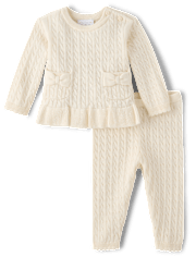 Baby Girls Bow Cable Knit Sweater 2-Piece Playwear Set