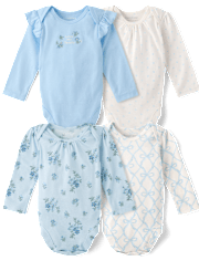 Baby Girls Floral Bow Bodysuit 4-Pack