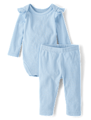 Baby Girls Flutter Sueded Rib 2-Piece Playwear Set