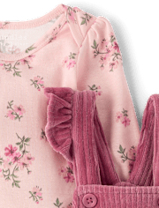 Baby Girls Floral Overalls 2-Piece Playwear Set
