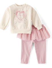 Baby Girls Mesh Heart 2-Piece Playwear Set