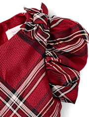 Baby Girls Matching Family Bow Plaid Satin Fit And Flare Dress