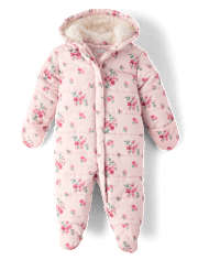 Baby Girls Floral Snowsuit
