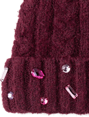 Ensemble 2 pièces en tricot torsadé orné de bijoux pour fille, idéal pour temps froid