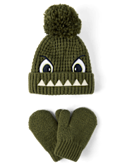Toddler Boys Embroidered Monster 2-Piece Cold Weather Set