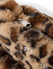 Sac à bandoulière léopard avec nœud en strass pour fille