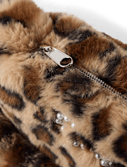 Sac à bandoulière léopard avec nœud en strass pour fille