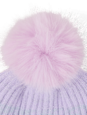 Girls Ombre Sequin Star Pom Pom Beanie
