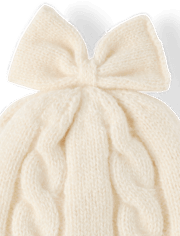 Baby Girls Bow Cable Knit 2-Piece Cold Weather Set