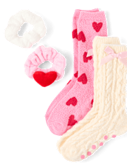Girls Heart Bow 4-Piece Accessory Set