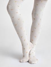 Lot de 2 collants en microfibre à nœud scintillant pour fille