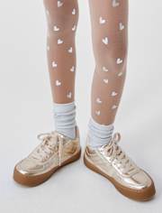 Collants en microfibre à cœur en aluminium pour filles