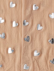 Girls Foil Heart Microfiber Tights