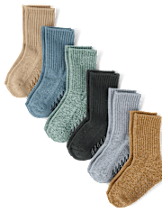 Lot de 6 paires de chaussettes mi-mollet matelassées chinées pour garçons